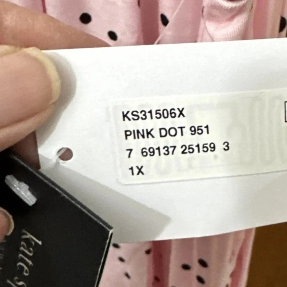 NWT Women 1X Kate Spade PINK/BLACK SCATTERED DOTS Soft Knit Jersey Nightgown